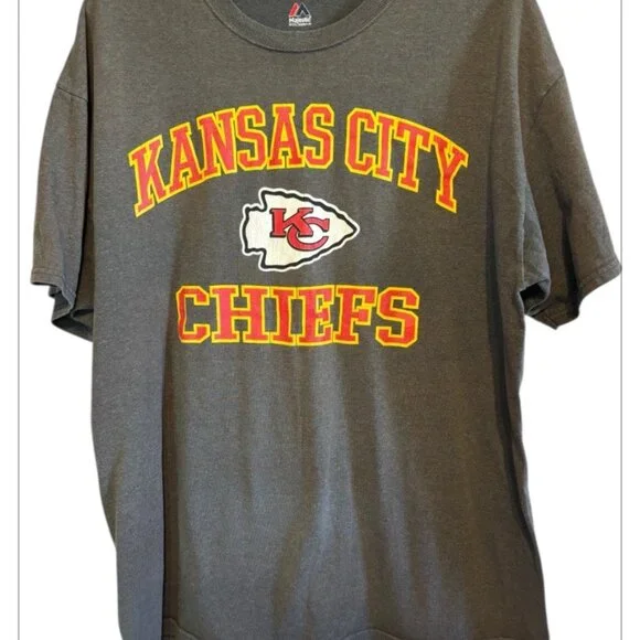 Majestic Kansas City Chiefs Football Game Gray T-shirt Men’s XL - Picture 2 of 5